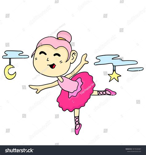Girl Dancing Ballet Cartoon Illustration Cute Stock Vector Royalty