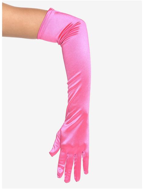 Hot Pink Satin Gloves Hot Topic