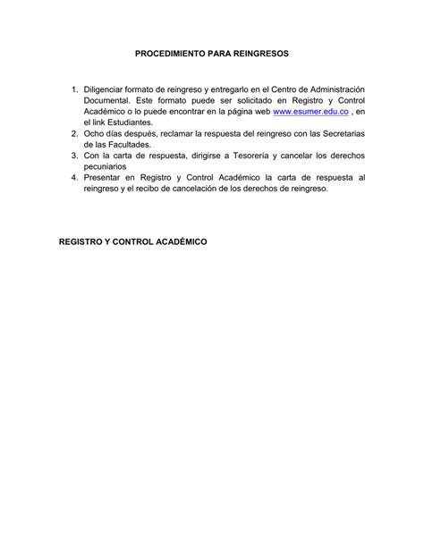 Ejemplo De Carta De Reintegro A La Universidad Assistente