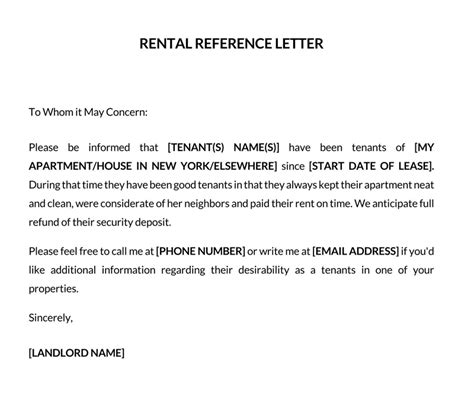 housing reference letter sample