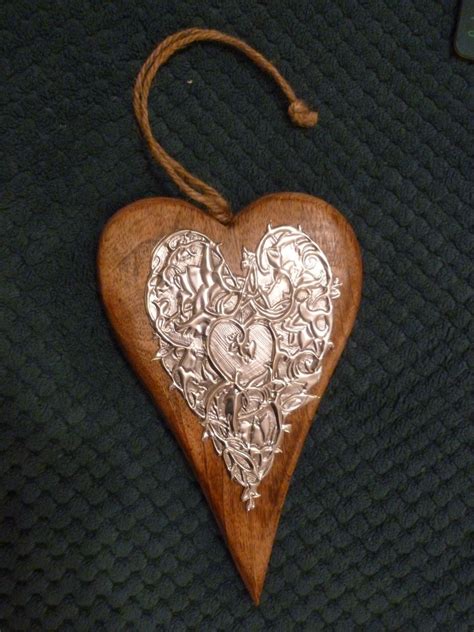 Chunky Wood Heart With Hand Crafted Pewter Detail Etsy Uk Pewter