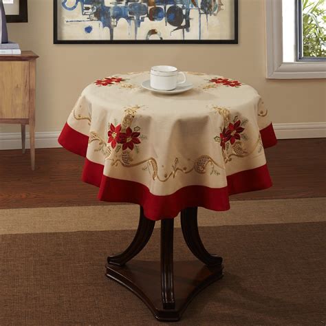 34 Inches Round Tablecloths Embroidery Christmas Tablecloth Table