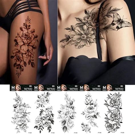 Sexy Flower Temporary Tattoo Sticker Waterproof Leg Arm Fake Tattoos Body Art Au Picclick