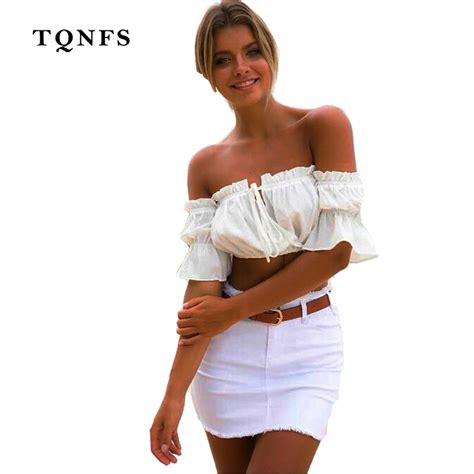 Buy Tqnfs New Summer Off Sshoulder White And Black