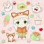 Set Of Cute Stickers In Kawaii Style Stock Illustration  Download