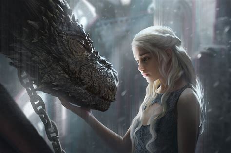 Daenerys Targaryen With Dragon Artwork Wallpaper Hd Movies 4k Wallpapers Images And Background