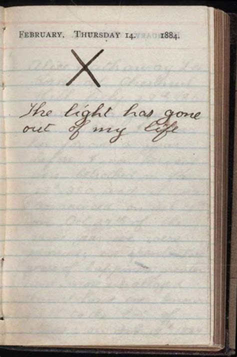 “the Light Has Gone Out Of My Life” Teddy Roosevelts Diary Entry On