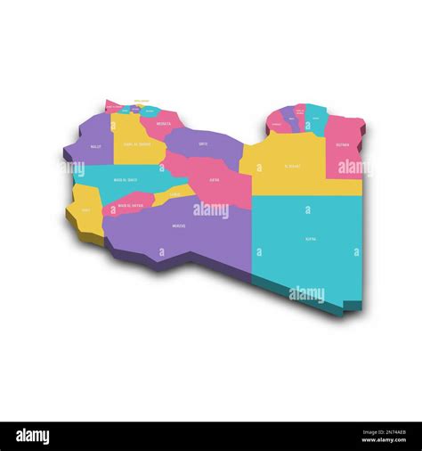 Libya Political Map Of Administrative Divisions Districts Colorful