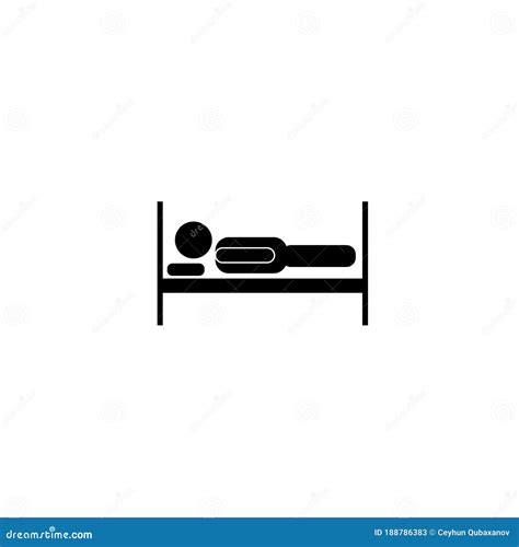 Icon Of A Lying Man Silhouette Sick Patient Hospital Bed Vector