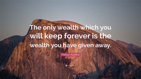 Marcus Aurelius Quote The Only Wealth Which You Will Keep Forever Is