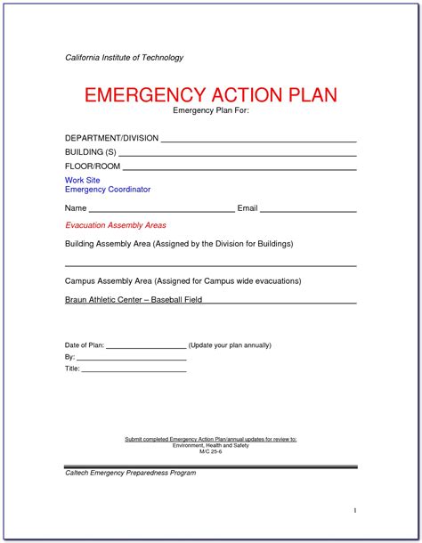 Printable Osha Emergency Action Plan Template Printable Templates