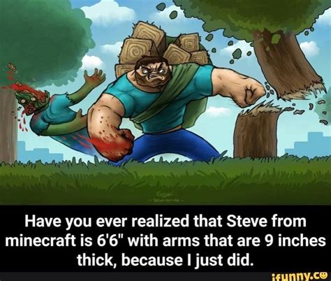 Have You Ever Realized That Steve From Minecraft Is 66 With Arms That Are 9 Inches Thick