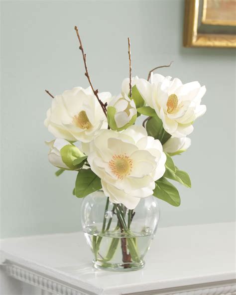 Magnolia Silk Flower Accent | Fake flower arrangements ...
