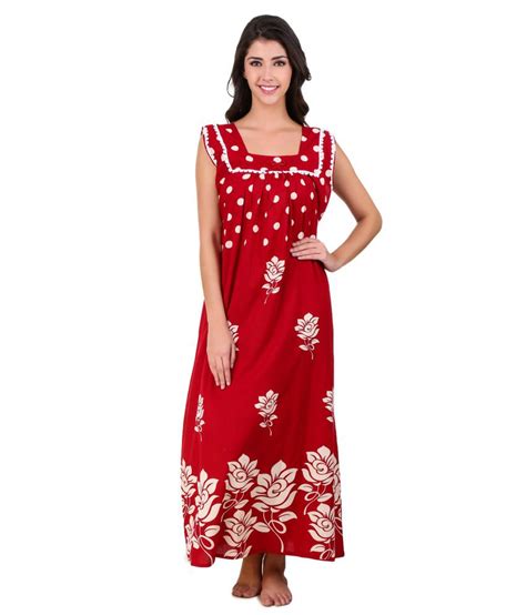 Buy Masha Red Cotton Nighty And Night Gowns Online At Best Prices In India Snapdeal