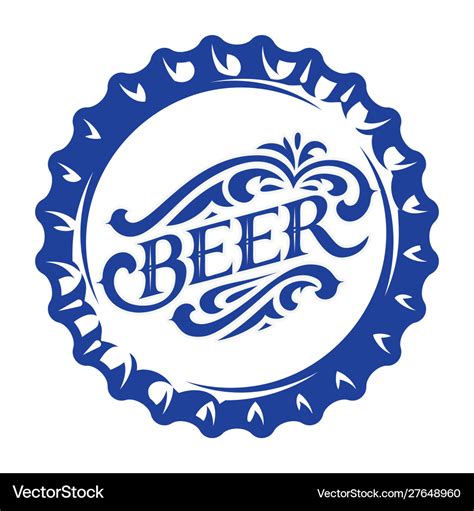 With Stylized Beer Bottle Cap Royalty Free Vector Image