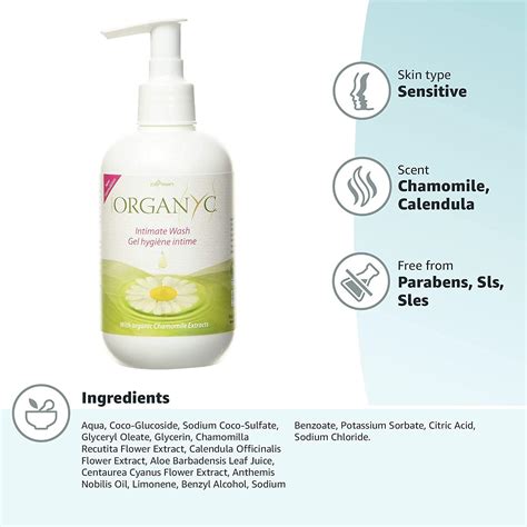 Organyc Feminine Intimate Wash For Sensitive Skin Free From Chlorine Parabens Slssles And