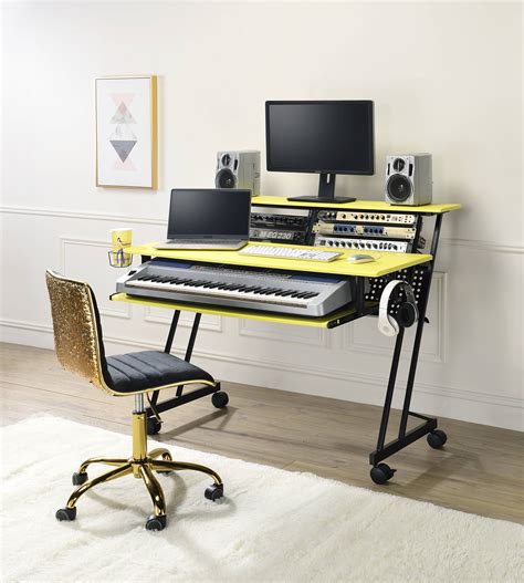 Suitor Music Recording Studio Desk In Yellow And Black