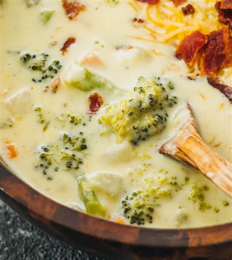 It is, quite simply, my creamy zucchini soup made using peeled zucchini to make it white. Easy Broccoli Cheddar Soup with Bacon - Savory Tooth | Easy broccoli cheddar soup, Broccoli ...