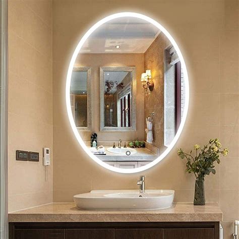 Mirror wall vanity body mirrors for home round decor stickers vintage small roun. Vanity Art 24 Inch Oval LED Lighted Illuminated Frameless ...