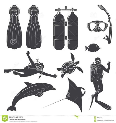 Scuba Diving Gear Stock Vector Illustration Of Activity 90715757
