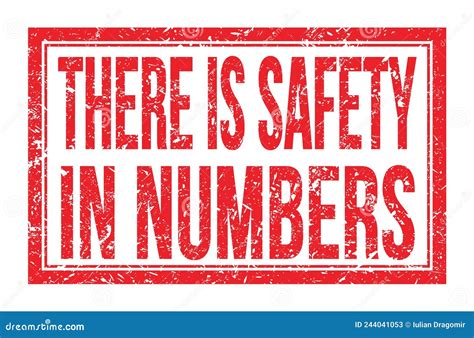 There Is Safety In Numbers Words On Red Rectangle Stamp Sign Stock