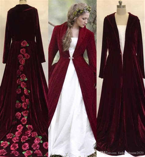 Discount 2018 Winter Christmas A Line Wedding Dresses Cloaks Burgundy