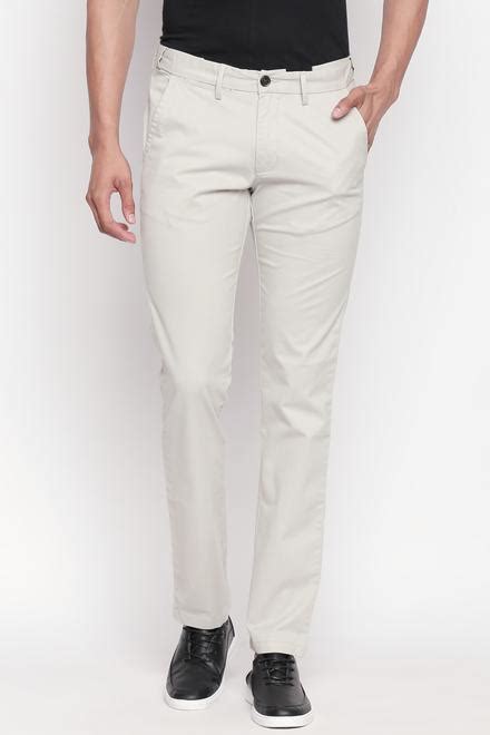 Byford Men Solid Ecru Trousers Selling Fast At