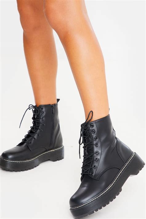 Black Chunky Platform Ankle Boots In The Style