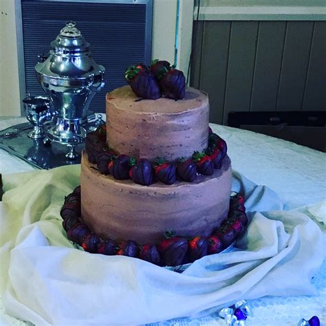 Fruit dipped in chocolate on top of cake is better. Chocolate cake with chocolate buttercream with chocolate ...