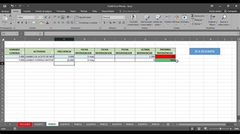 O Después Simular Húmedo Plantilla Excel Mantenimiento Maquinaria