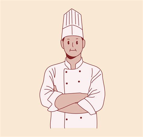 A Male Chef Poses With Confidence Hand Drawn Style Vector Design