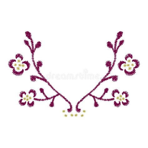 Neck Line Embroidery Design With Floral Pattern For Fashion Stock