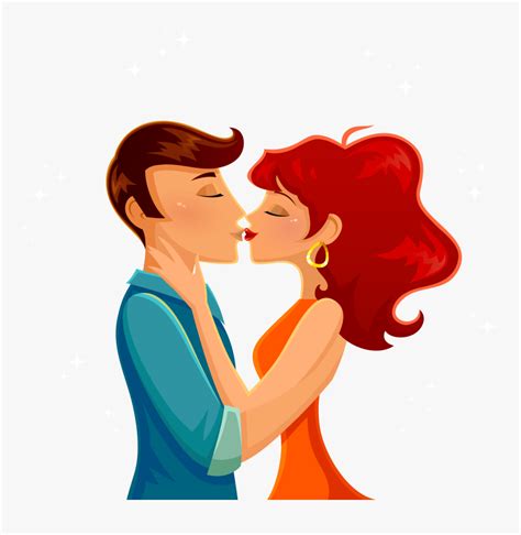Kiss Cartoon Romance Illustration Couple Kissing Vector Hd Png