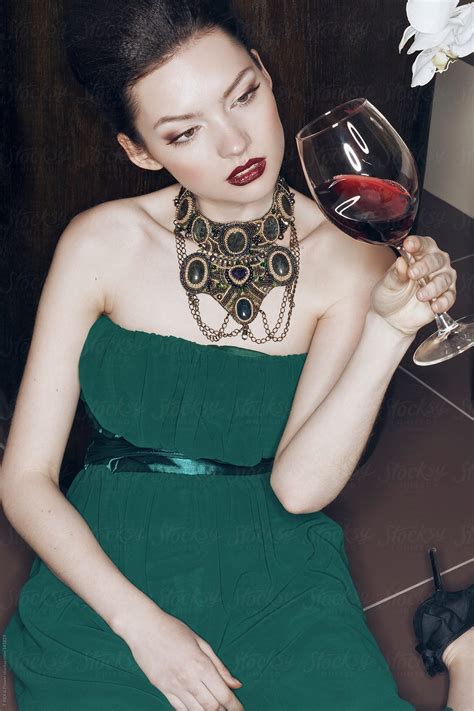 Young Beautiful Woman In Bar With Red Wine Del Colaborador De Stocksy Danil Nevsky Stocksy