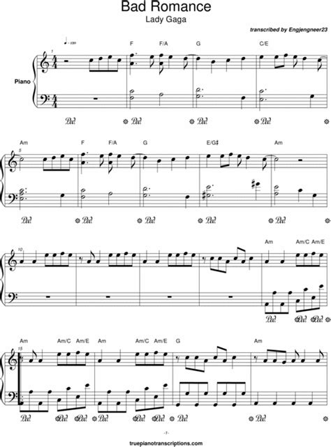 Bad Romance Lady Gaga Download Sheet Music