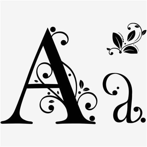 Alphabet With Ornaments Vintage Letter A Upper And Lower Case With