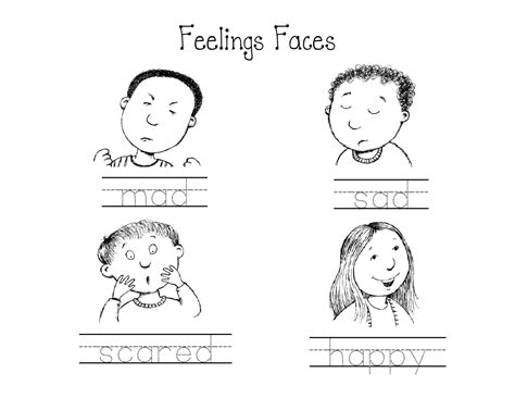 Kindergarten Feelings Faces Worksheet Circle The Mad Face Red The