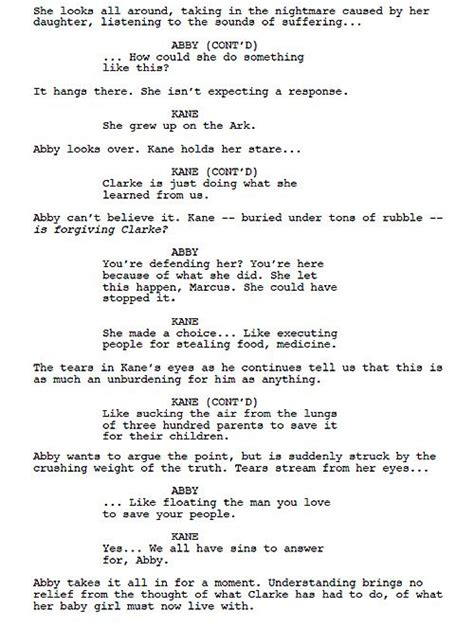 The 100 Script To Screen Episode 213 Resurrection Acting Scripts