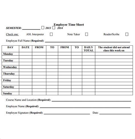 Employee Daily Timesheet Template Excel Free 16 Time Card Calculator