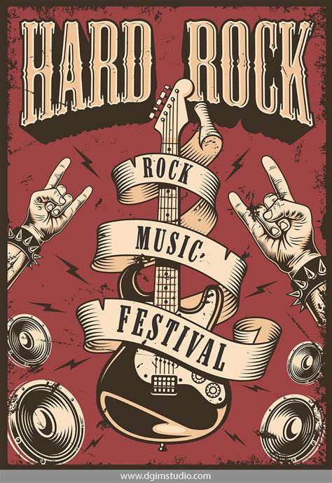Rock And Roll Designs Bundle Vintage Posters Art Festival Poster