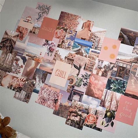Peachy Pink Collage Kit Etsy In 2020 Photo Walls Bedroom Wall