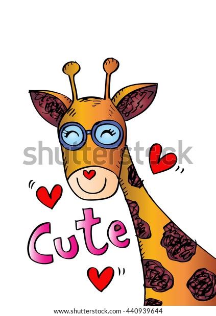 Hand Drawn Illustration Cute Giraffe Stock Vector Royalty Free 440939644