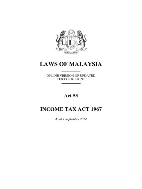 assented to 6 november 1967. Act 53 - Income Tax Act 1967 (Malaysia Tax) | Tax ...