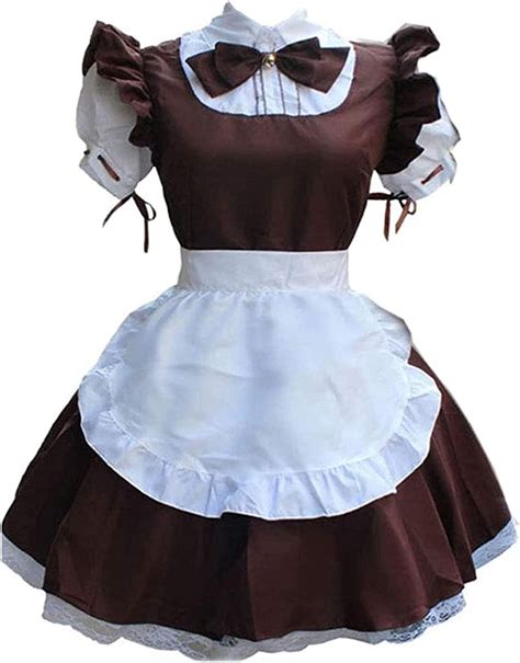Bhugkn Women Anime Maid Dress Adult French Apron Fancy Cosplay Short