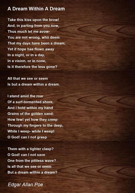 A Dream Within A Dream Poem By Edgar Allan Poe Poem Hunter