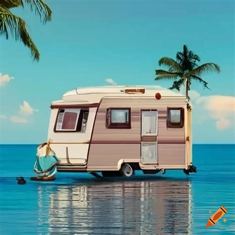 Luxury Caravan Parked On An Island With Stylish Furniture On Craiyon