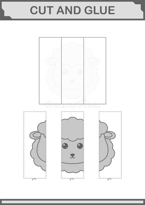 Cut And Glue Sheep Face Worksheet For Kids Stock Vector Illustration
