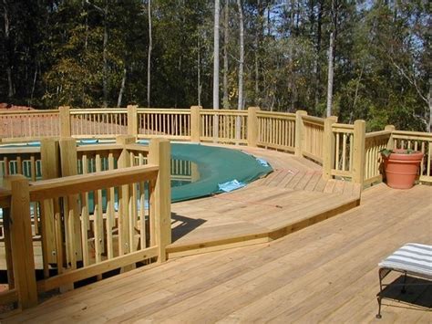 A wooden deck around an above ground pool is no different from other freestanding wood deck ideas. Above ground pool deck plans, design ideas and useful tips
