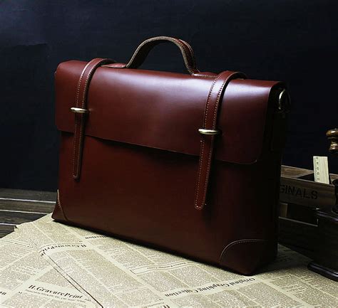 Exclusive Genuine Leather Brown Vintage Mens Briefcase Messenger Pilaeo