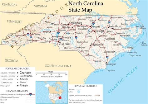 ♥ North Carolina State Map A Large Detailed Map Of North Carolina